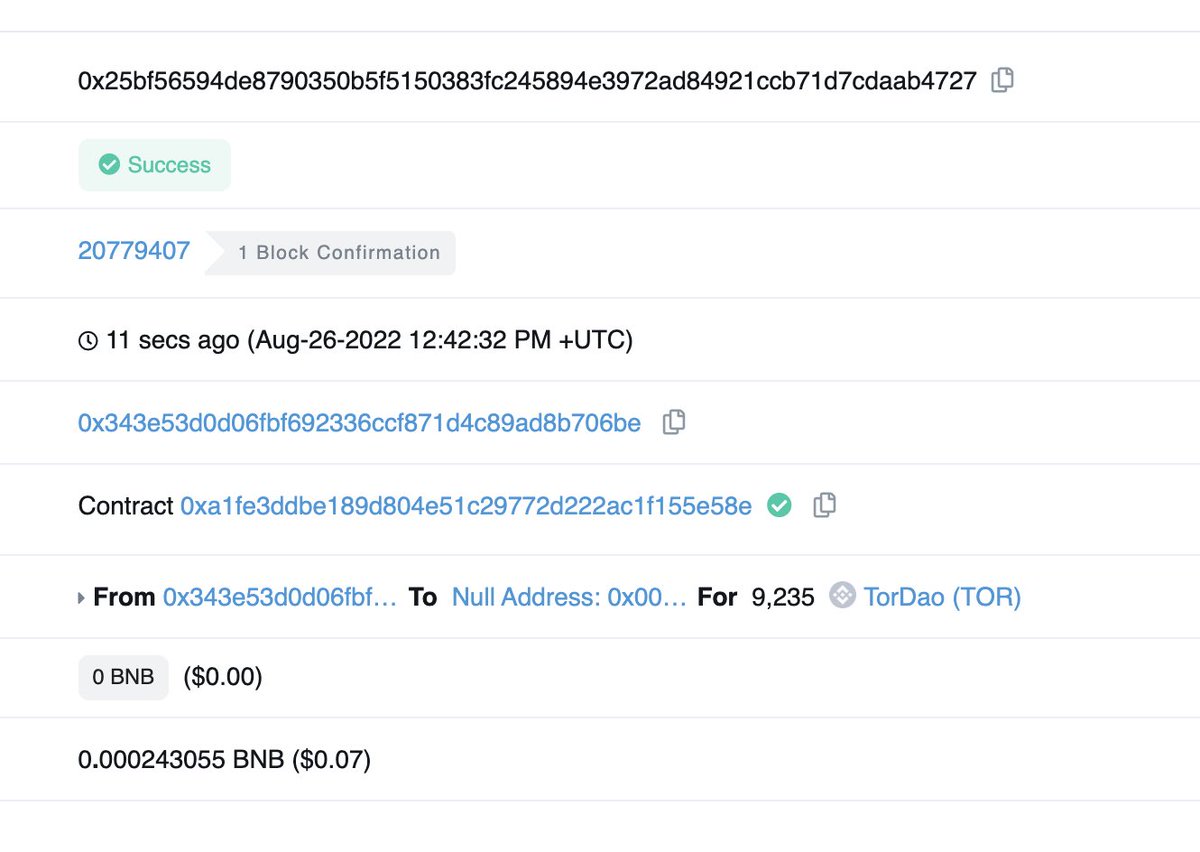 Tor_DAO_'s tweet photo. We have completed the repurchasing and destruction of the #Tor for today. 

✅The total repurchasing value is 7200 USDT. 
✅The destruction amount is 9235 #Tor. https://t.co/cxmMvI7a77