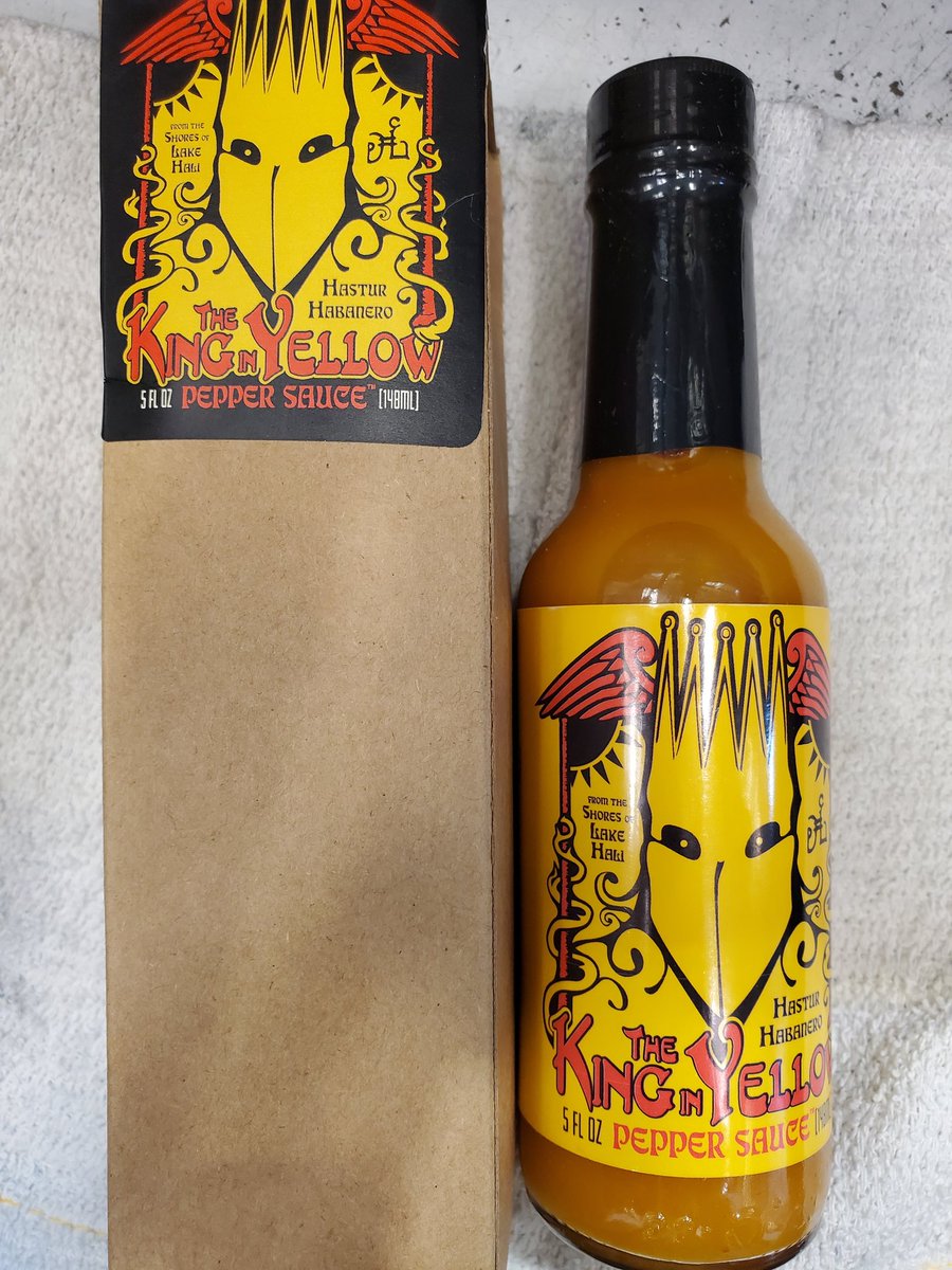 Starbuckle81's tweet photo. Sure, you may have seen #TheYellowSign, but do you have #TheKingInYellow HOT SAUCE????? https://t.co/Zokrtu1tyq