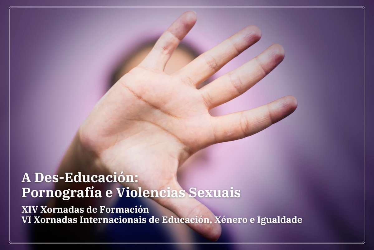 UniversidadeUSC's tweet photo. 🟣 O  Centro Interdisciplinario de Investigacións Feministas e de Estudos de Xénero (#CIFEX) da @UniversidadeUSC promove unhas xornadas sobre o papel da educación en xénero fronte á pornografía e ás violencias sexuais

🗓️ Inscricións ata o 7 de setembro

🗞️https://t.co/fDC29EadVJ https://t.co/by0MLaM9kA