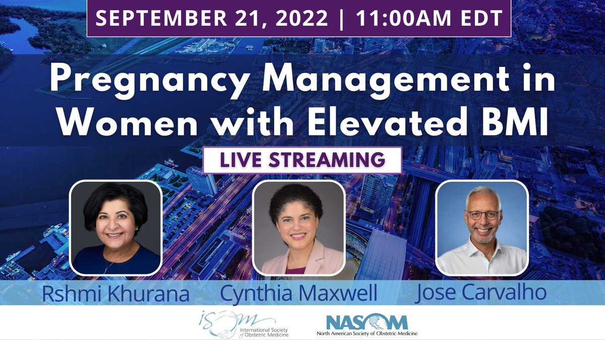 Stephen Lapinsky (@stephenlap) on Twitter photo ISOM/NASOM 2022
Toronto (& virtual) Sept 21-23
Pregnancy management in women with elevated BMI, by:
<a href="/RshmiKhurana/">Dr. Rshmi Khurana</a> - OB Medicine
Cynthia Maxwell, MFM <a href="/SinaiHealth/">Sinai Health</a>
<a href="/josecarvalhoyyz/">jose carvalho</a>, OB anesthesia
Details at: isomlink.org/meetings-event… ISOM/NASOM 2022
Toronto (& virtual) Sept 21-23
Pregnancy management in women with elevated BMI, by:
<a href="/RshmiKhurana/">Dr. Rshmi Khurana</a> - OB Medicine
Cynthia Maxwell, MFM <a href="/SinaiHealth/">Sinai Health</a>
<a href="/josecarvalhoyyz/">jose carvalho</a>, OB anesthesia
Details at: isomlink.org/meetings-event…