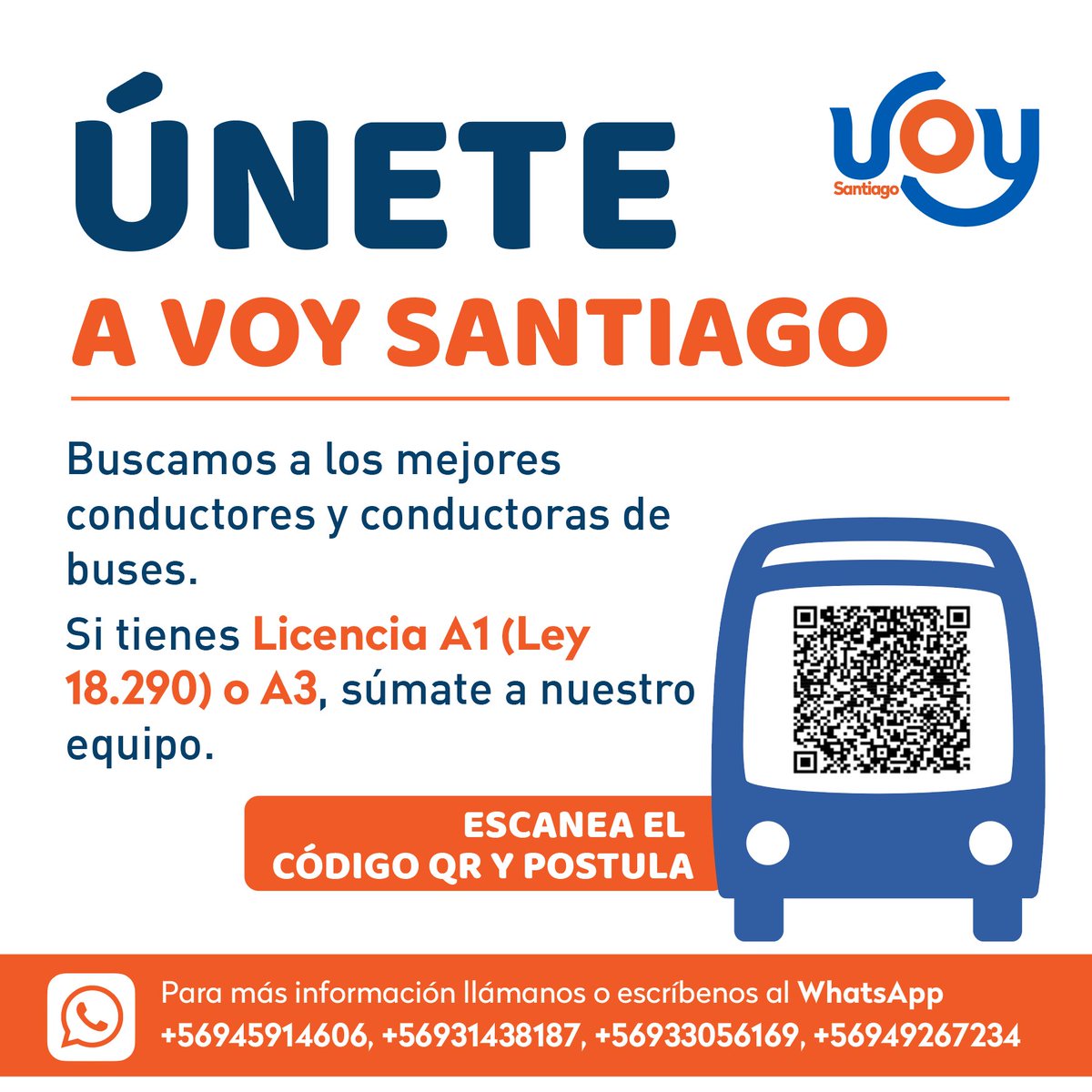 VoySantiago's tweet photo. ❤️🧡Si tienes Licencia B por más de dos años, inscríbete en los cursos que iniciaremos para que más mujeres puedan obtener su licencia profesional A3🚍y formar parte de nuestro equipo de conductoras.
¡Te esperamos!
#YoPude
@Transantiago @Red_Movilidad @MTTChile @MTTStgo @DTPMet https://t.co/oSceT2DrET