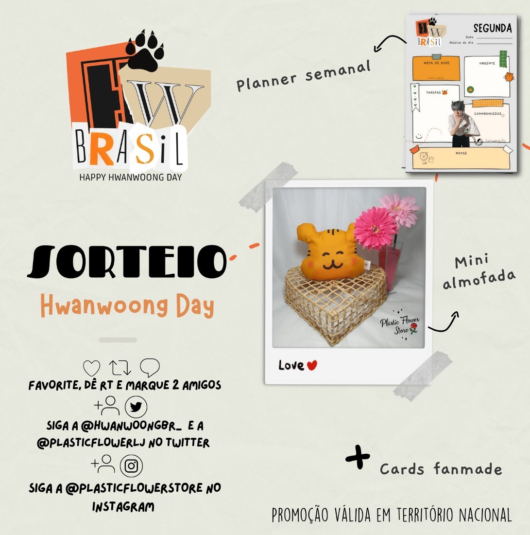 #HWANWOONGDIARY| SORTEIO

Para completar esse dia especial, a HWANWOONG BR em parceria com a <a href="/PlasticFlowerLj/">Plastic Flower Personalizados</a> trouxeram um sorteio para vocês!

Para concorrer siga as instruções na imagem, deixe seu print de prova dos follows nos comentários e boa sorte!

🗓️: Resultado dia 16/09