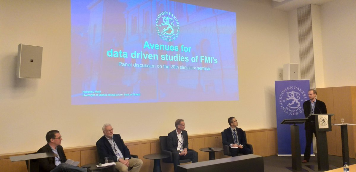 KasperiKorpinen's tweet photo. We had the honor to have the founder of the simulator in our seminar. Already 156 papers have been presented in the simulator seminars since 2003. #SimulatorSeminar #BOFsimulator @SuomenPankki https://t.co/3wEgU0qbnZ