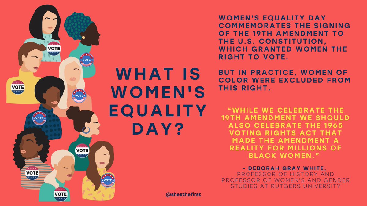 Today is #WomensEqualityDay in the U.S. honoring women's struggle for the right to vote. Today we celebrate the 19th Amendment but also the 1965 Voting Rights Act. And we'll keep working for gender equality so that all girls grow into women who can act on their power. 💥