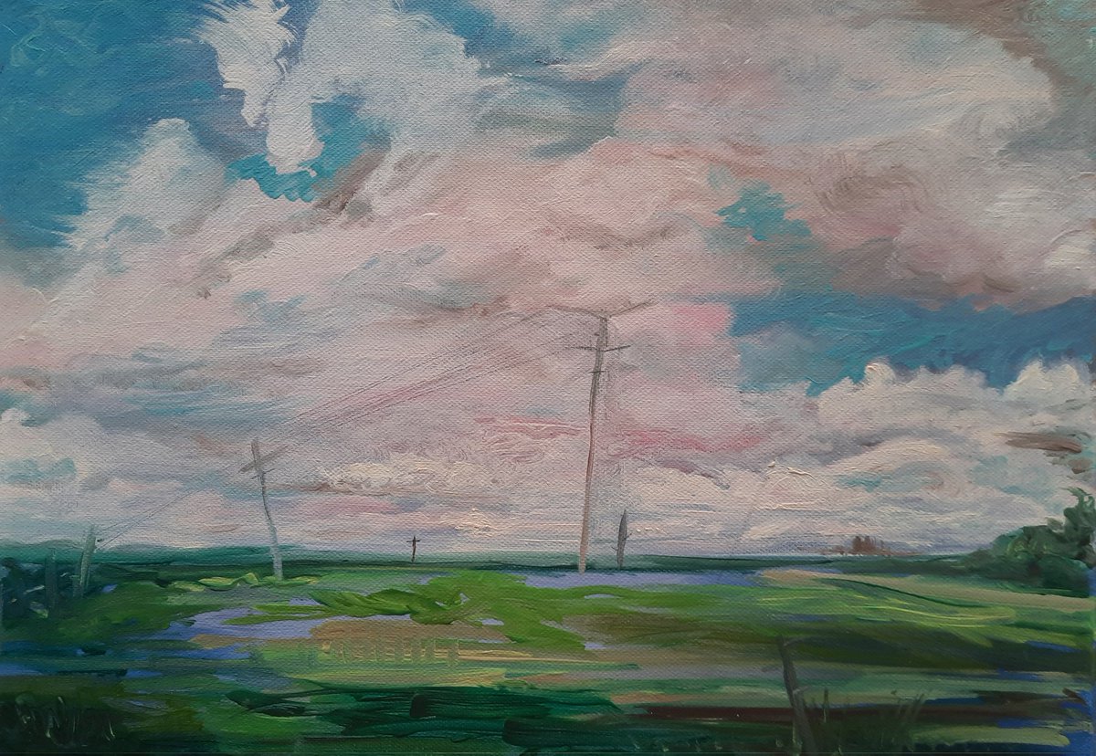 Polon (after Constable) Oil on canvas 30cm x 42cm #Constable #johnconstable #landscape #contemporaryart #modernromance #oiloncanvas #skies #clouds