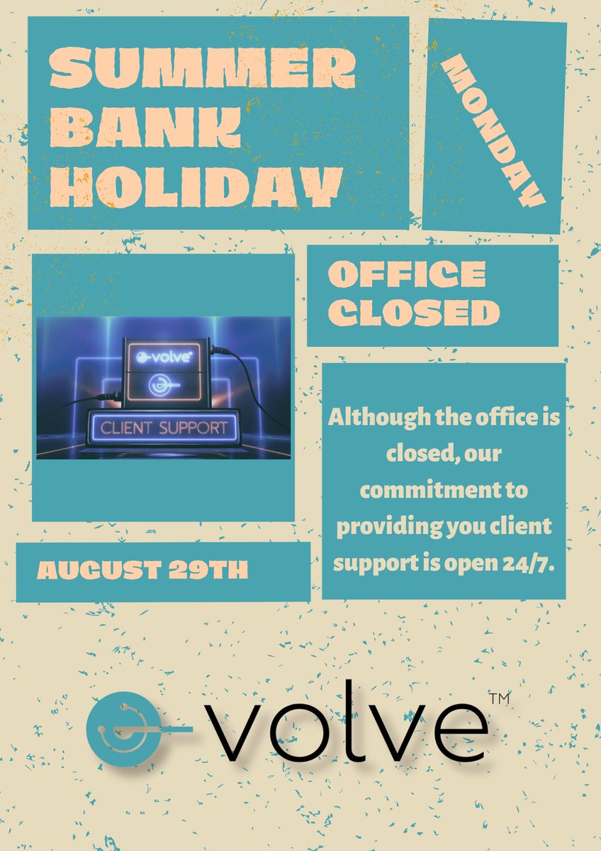 evolvesol's tweet image. 2022 August Bank Holiday Message - mailchi.mp/e-volvesolutio… the office is closed, our commitment to providing you client support is open 24/7.