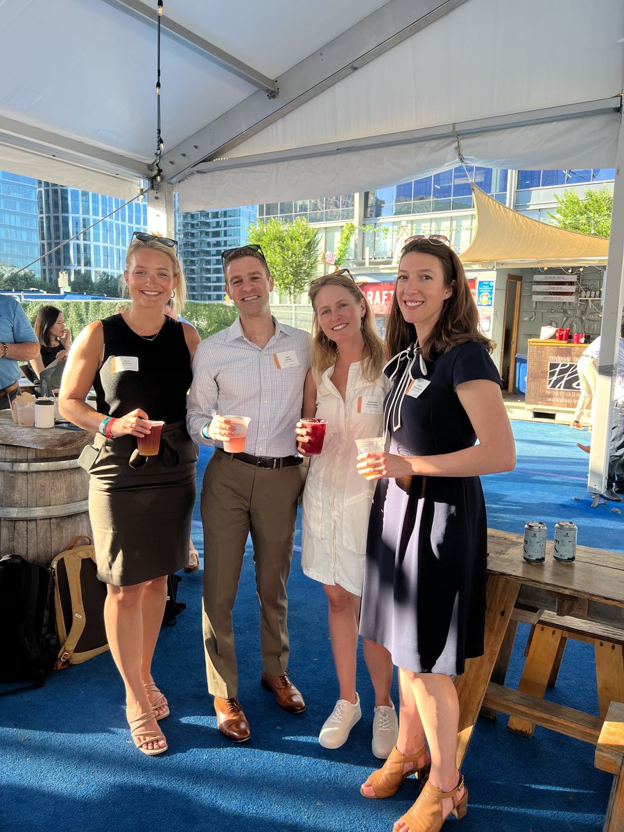 goulstonstorrs's tweet photo. A trip to Nantucket, or island vibes in Boston after a day at the office? Associates Nora Saunders, Dan Lasman, Adrienne Rosenblatt, and Sara Eberspacher had #SeriousFun at our recent #THISGEN event at the Seaport @CiscoBrewers Beer Garden, a @WSDevelopment project. #ClientLove. https://t.co/sj4TA2LrWq