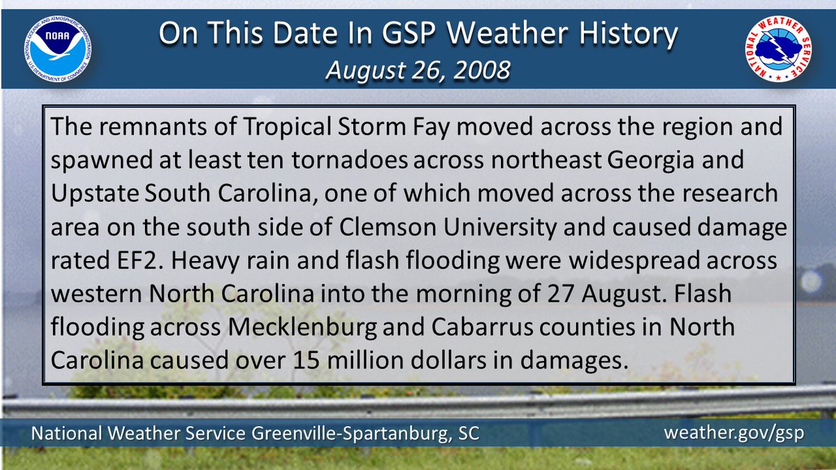 Major inland tropical impacts occurred on this date in GSP weather history from the remnants of Tropical Storm Fay. #scwx #ncwx #gawx https://t.co/fvhuGT9jlJ