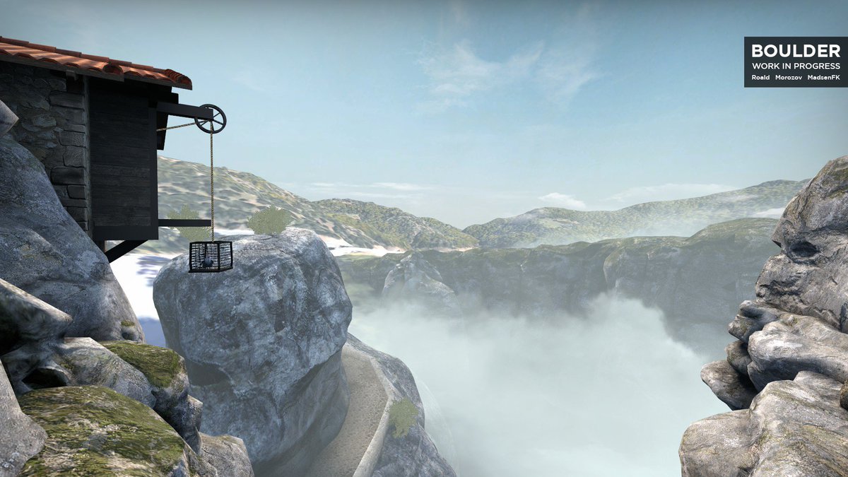 Screenshots of de_Boulder (5v5) for @CSGO, now with fog, more visuals and maybe a 2022 release 

Still very work in progress! ⛰️😶‍🌫️

#leveldesign #csgo