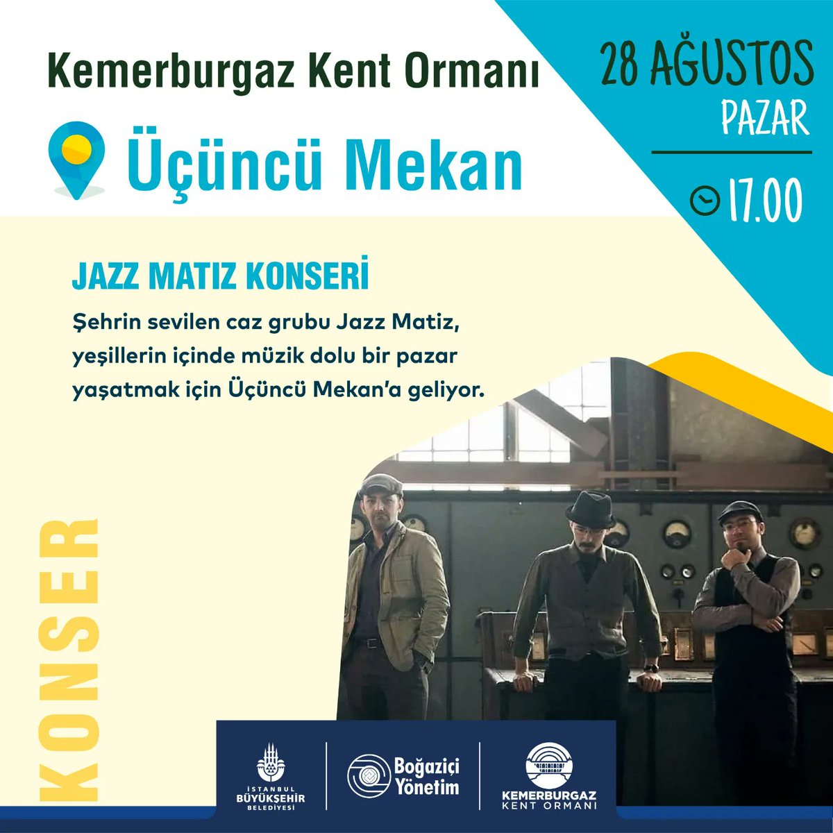 OrmanKent's tweet photo. 🌳📅 Bu hafta sonu #KemerburgazKentOrmanı müzik dolu... 🎤 İster jazz ister rap; en iyi müzik için sizleri bekliyoruz! 🎷

#HayatOrmanda #KentOrman #doğa #etkinlik #aktivite #konser #Şanışer #rap #rapmüzik #FuatErgin #SokratSt #Ados #JazzMatiz #jazz #caz #cazmüzik https://t.co/wUjlvW69cs