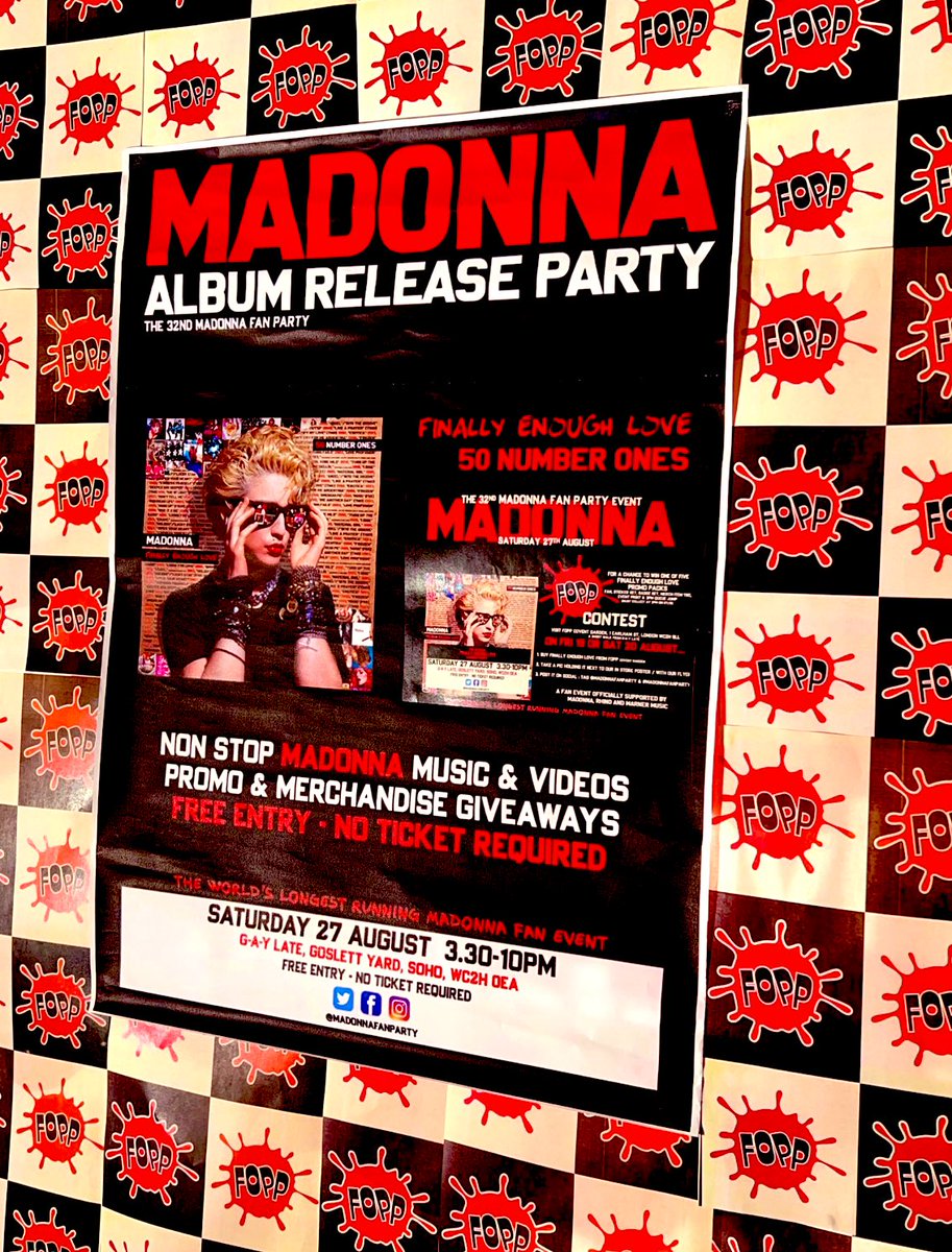 FoppCovent's tweet photo. ๐๐ผDANCE AND SING GET UP AND DO YOUR THING ๐๐ผ
#MadonnaFanParty #GAYLate #FinallyEnoughLove album launch party this Saturday 3.30pm - 10pm
@MadonnaFanParty @WarnerMusicUK @Rhino_Records #FoppCovent https://t.co/NZXEvk9Z5M