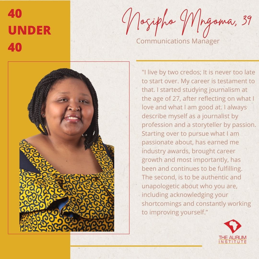 Auruminstitute's tweet photo. Nosipho is an award-winning former journalist, who brings enthusiasm, tenacity and journalistic ethics to being a health communicator for the Aurum Group. 

She has been recently promoted from Comms Specialist to Comms Manager #40under40 https://t.co/Ttp5N4wrNP