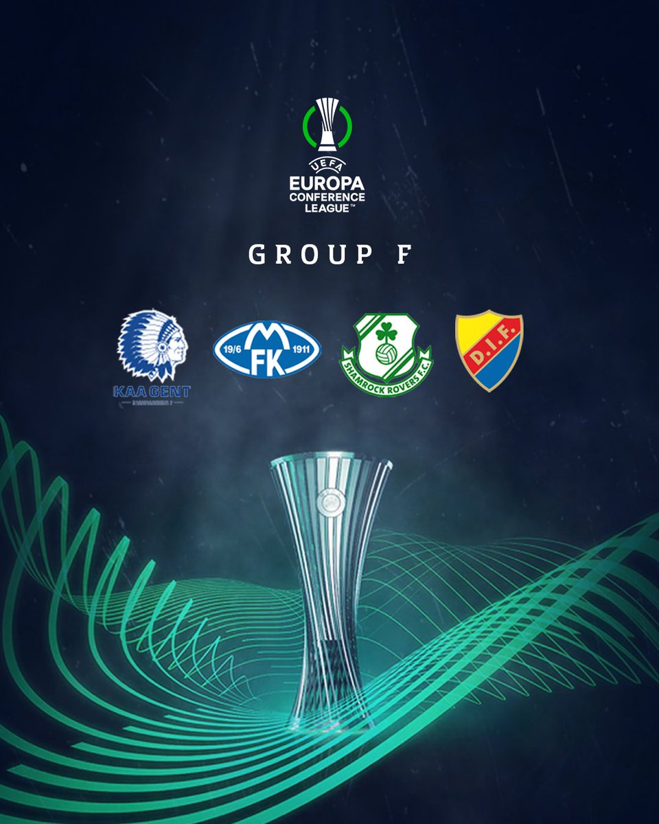 DIF_Fotboll's tweet photo. Grupp F i Conference League

🇸🇪 Djurgårdens IF
🇧🇪 KAA Gent
🇳🇴 Molde
🇮🇪 Shamrock Rovers

Speldagar och biljettinformation kommer på https://t.co/PUmOG0EiVx så snart det är fastställt

#UECLdraw https://t.co/PLLvUAdGun