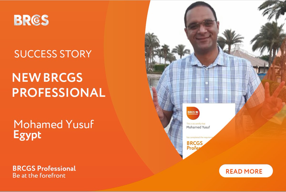 BRCGS_Standards's tweet photo. Meet one of our newest BRCGS Professional graduates, Mohamed Yusuf from Egypt. Read the full story about Mohamed's experience with the programme here: https://t.co/9fR9N5CghX
#IAMPROFESSIONAL https://t.co/VClI7qlYnc