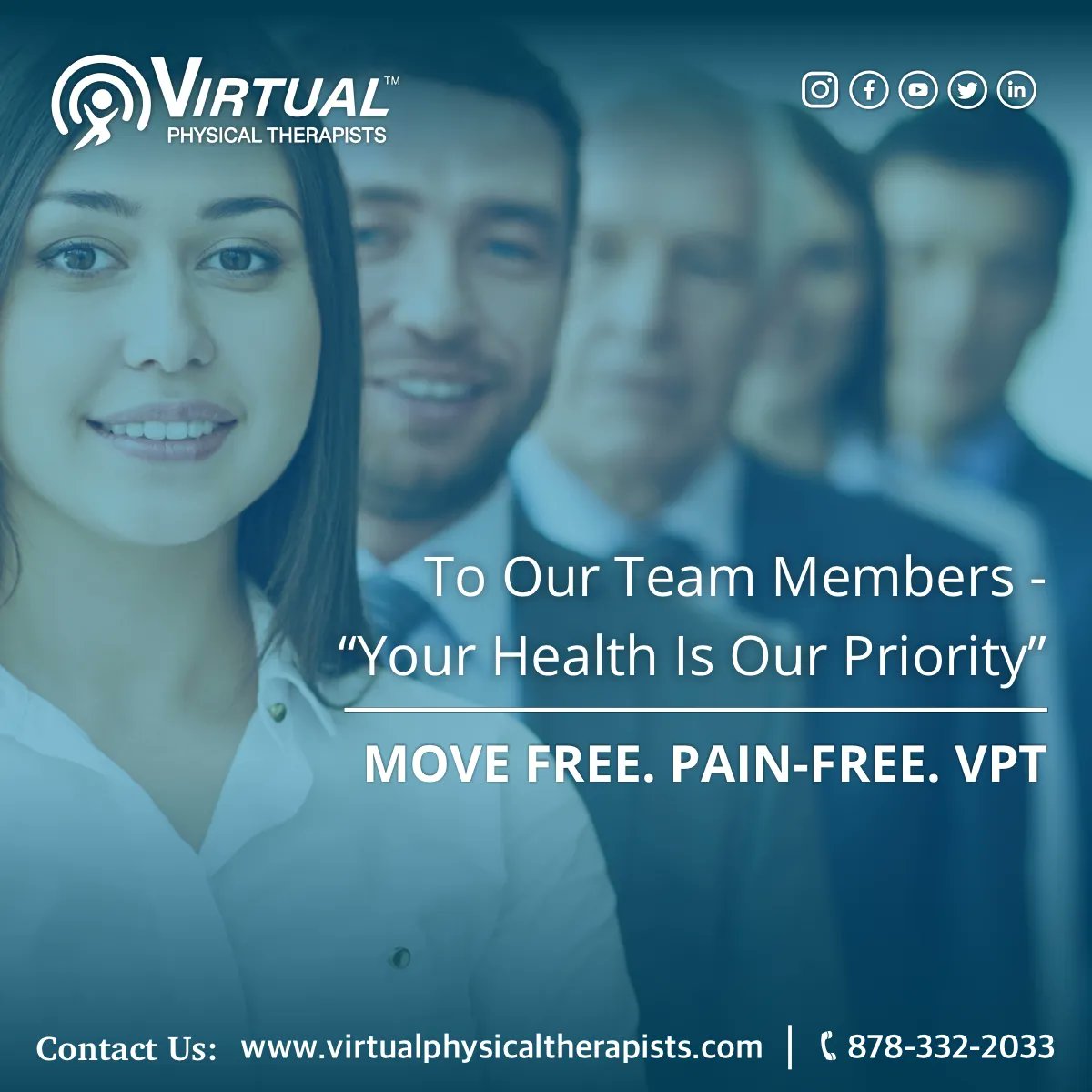 VirtPhys's tweet photo. VPT can transform the employee healthcare experience. We provide tailor-made virtual group therapy for companies and management. Consult with our therapists today - https://t.co/IvLa2K9oEY

#employeeshealth #virtualphysicaltherapy, #virtualhelp, #quickhelp #recovery #healing https://t.co/wlHH4g7eqE