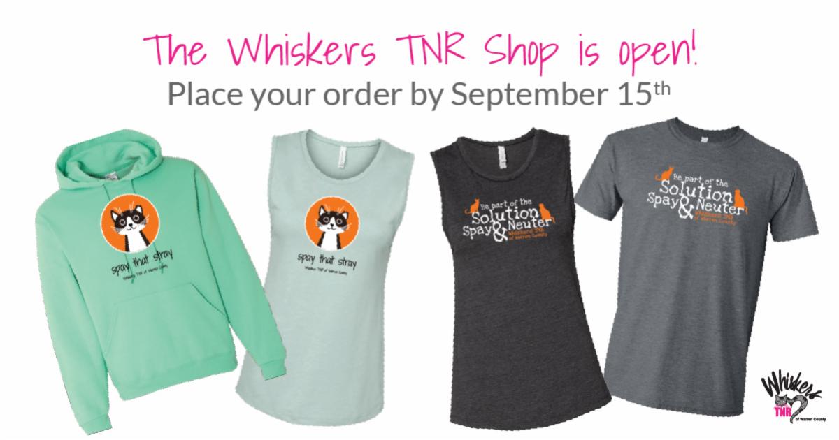 whiskerstnr's tweet photo. You can now purchase your very own Whiskers TNR of Warren County swag! This fundraiser ends September 15th, so don't wait to place those orders at https://t.co/HNFo19VuUl

Pickup is at the Norwalk garage sale 9/30 &amp; 10/1. Outside Warren county? Choose delivery at checkout. https://t.co/JAvgSziZon