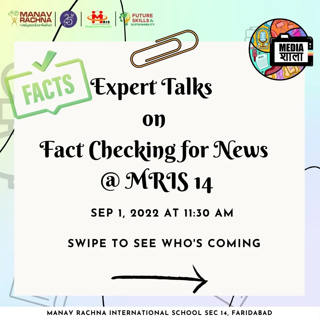 MediaShala_'s tweet photo. Coming up in our next round of Expert Talks with Media Shala on 1st September we have Ms. Ruby Dhingra, presently Managing Editor and Head, Newschecker and formerly a news anchor &amp; journalist with NDTV. Ruby leads editorial, operations and initiatives at Newschecker. https://t.co/1CIaWajepV