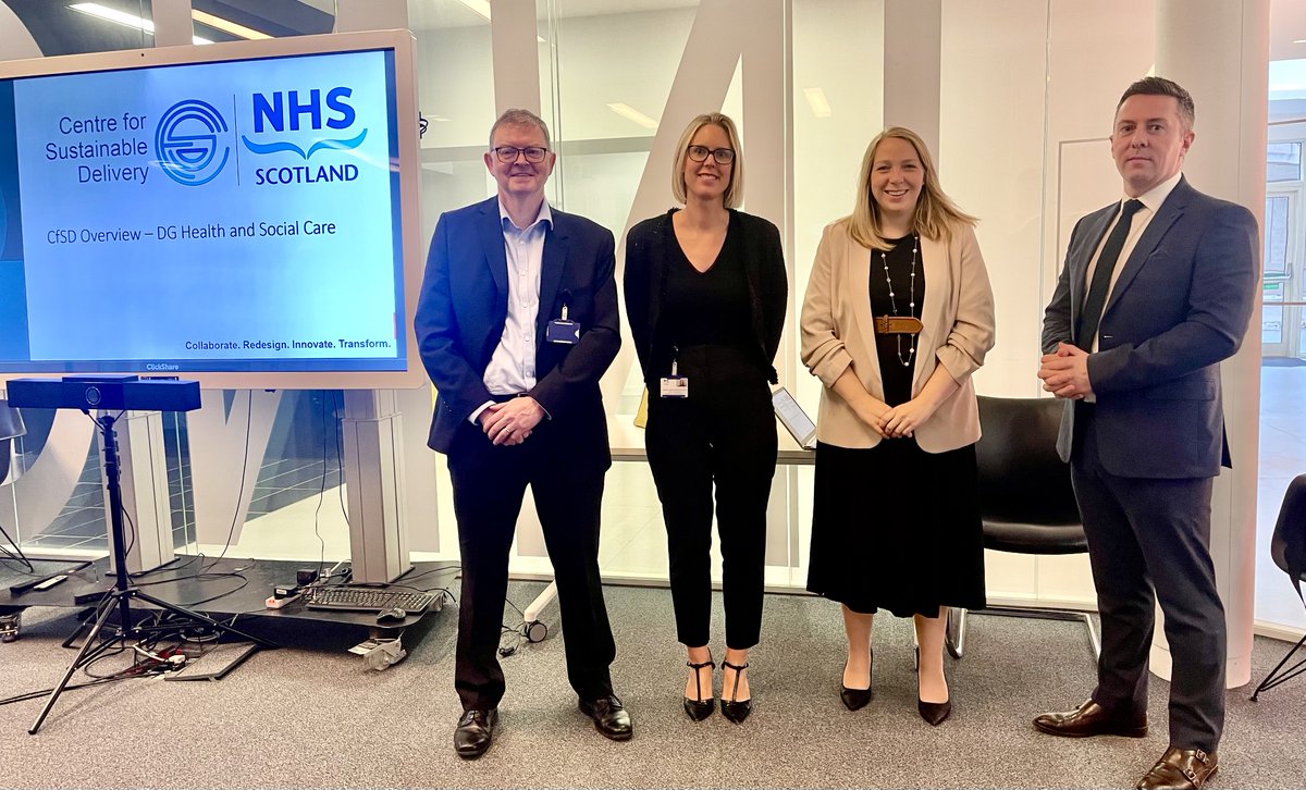 NHSScotCfSD's tweet photo. Some of our team had the pleasure of welcoming @Carolineslamb @NHSScotland to @JubileeHospital to present the latest successes and plans for the National Centre for Sustainable Delivery💡 #Collborate #Redesign #Innovate #Transform https://t.co/PBm9onfuUZ