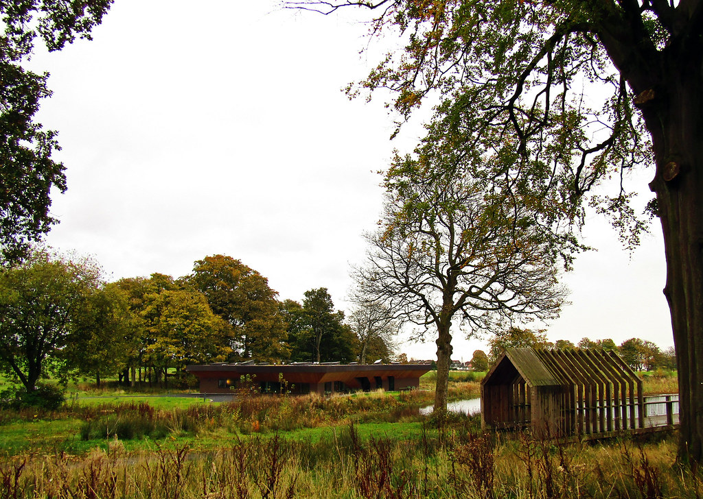 DavyTolmie's tweet photo. Larbert  woods on the ground of @NHSForthValley is great wee place to wander round. The  man-made "Loch" was built for the enjoyment of the well-to-do residents of Larbert House The viewing platform &amp; @maggiesforthval compliment the surroundings#archive #Oct2017 #Falkirk #Autumn https://t.co/7F2p7Rr9RO