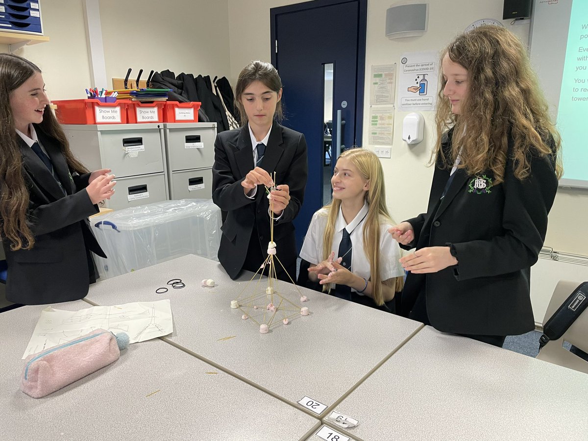 MissVickersDT's tweet photo. Some more excellent examples of teamwork during the S1 &amp; S2 STEM challenges. 

One group managed to build a tower measuring 97cm using only spaghetti and marshmallows! 🏗🗼👏🏼 https://t.co/tL8cLINndv