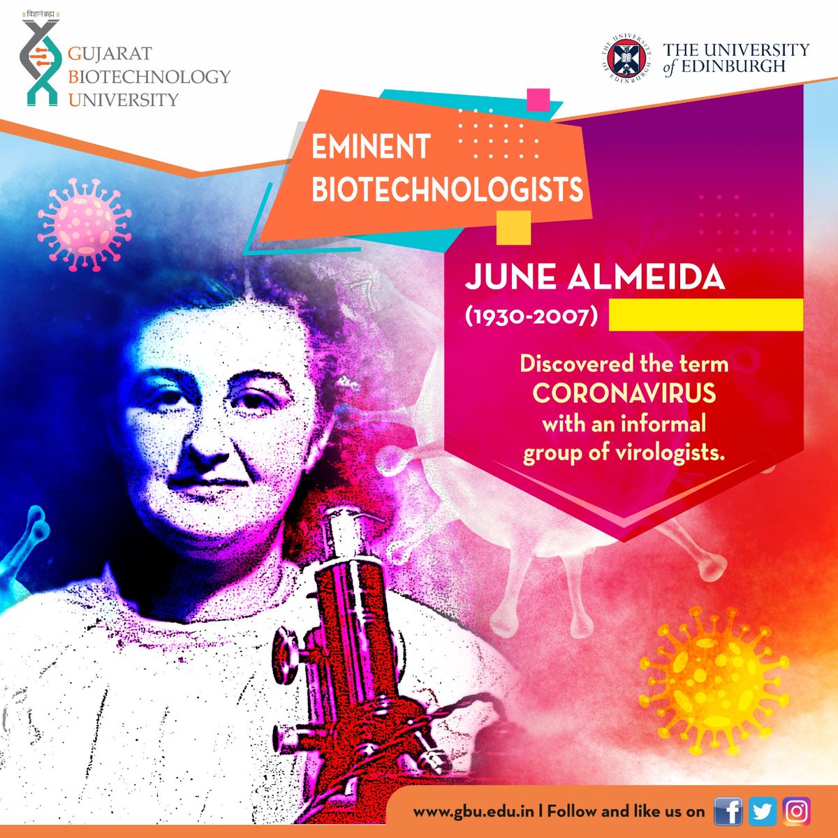 Did you know about this distinguished biotechnologist, who did some exceptional work in electron microscopy and strengthened the future of biotechnology.

#gujaratbiotechnologyuniversity #famous #biotechnologist #futureofbiotech #electronmicroscopy #Biotechnology