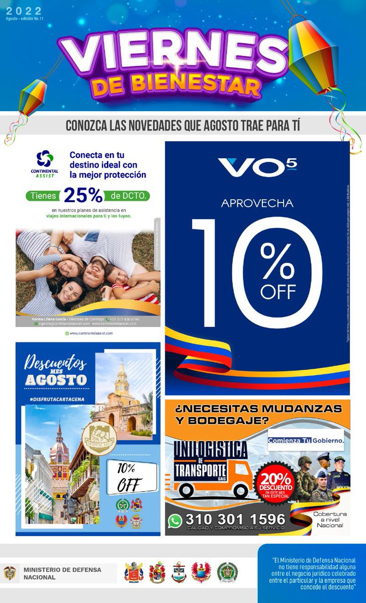 divriveteranos's tweet photo. #ViernesDeBienestar Entérate de los descuentos, avisos y promociones que ofrecen las entidades y empresas aliadas del #SectorDefensa
#JuntosPorNuestrosVeteranos https://t.co/CSJRlaL7Ll