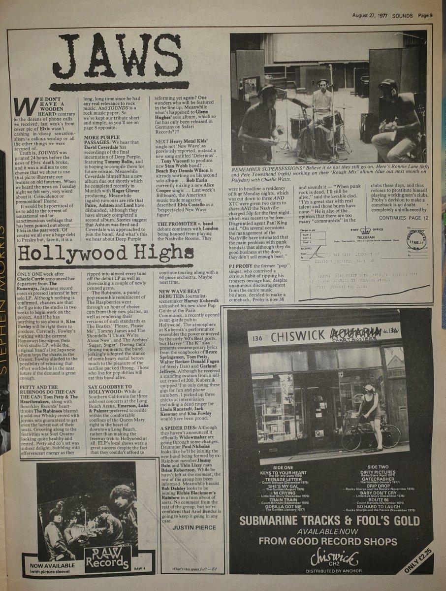 SoundsClips's tweet photo. Jaws in Sounds 27th, August 1977 explaining about last week's front cover of Elvis and their tribute. @ElvisPresley @JonSavage1966 https://t.co/qoHNeA5haI