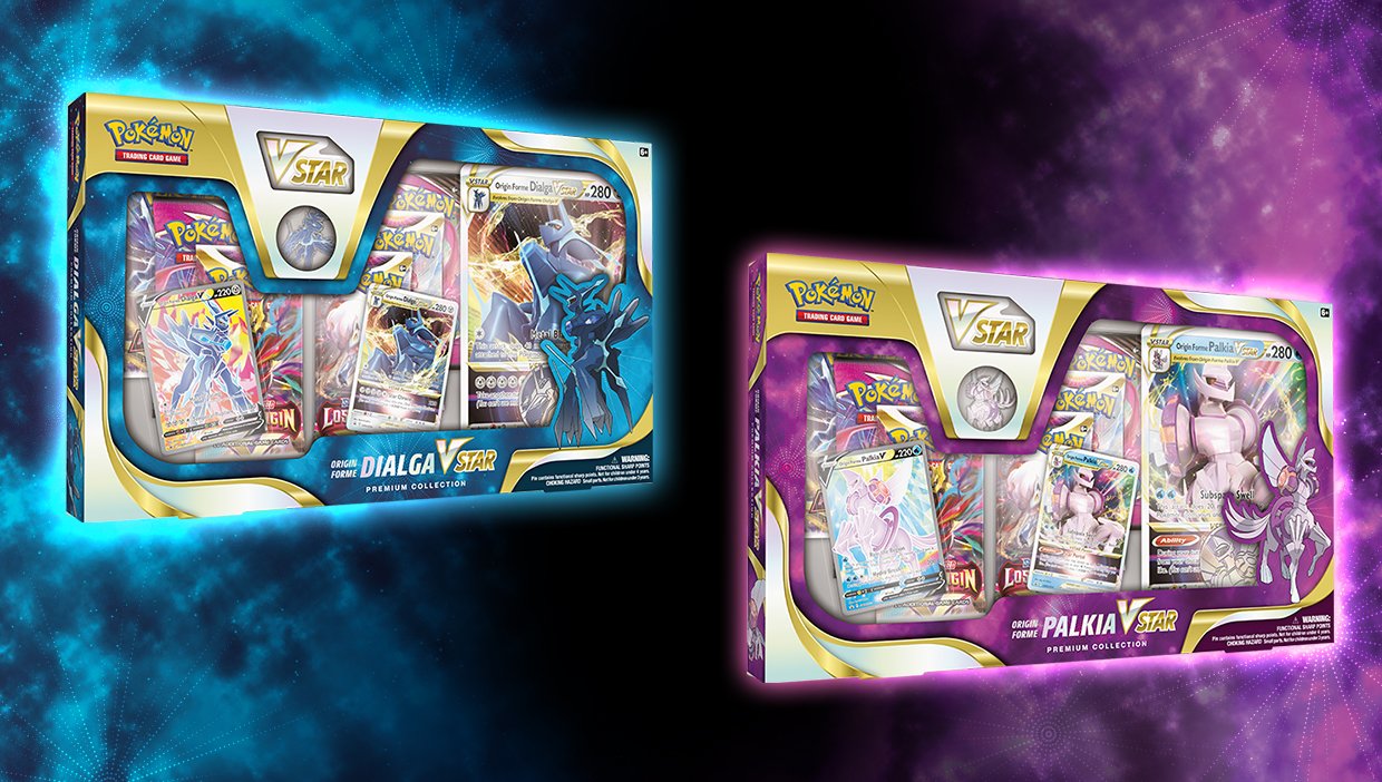 Pokémon TCG on Twitter: "Revisit the land of ancient Hisui with  #PokemonTCG: Pokémon VSTAR Premium Collections! Each collection stars a  unique Hisuian Pokémon: ⌛ Origin Forme Dialga VSTAR 🌌 Origin Forme Palkia