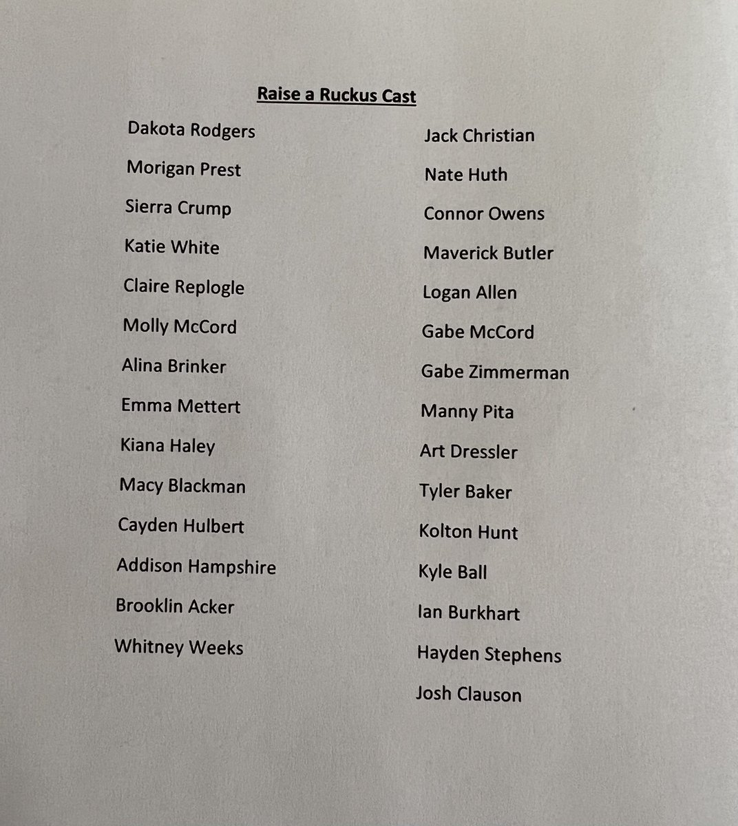 Congratulations to the 2022 cast of Raise a Ruckus!