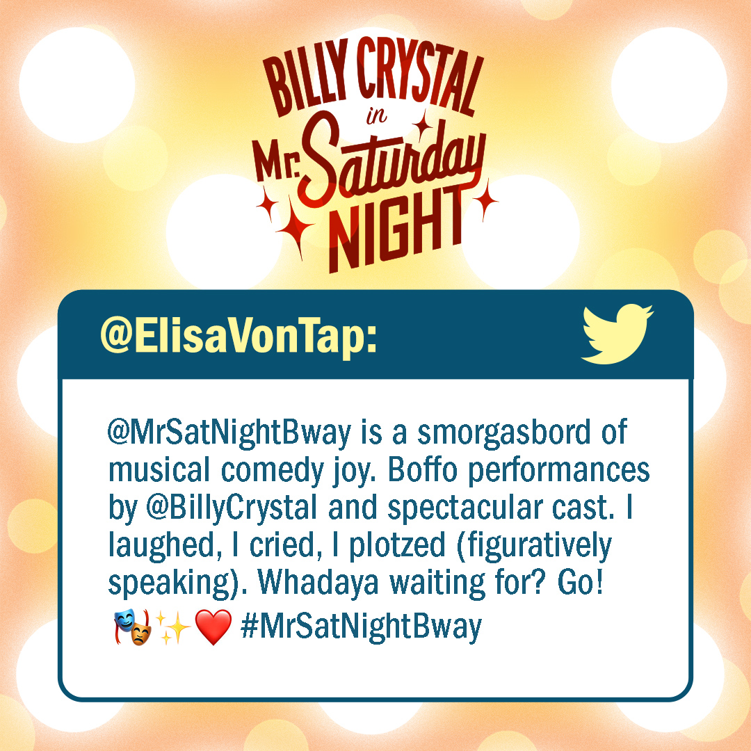Come laugh, cry and laugh some more at #MrSatNightBway! Now through September 4th only.