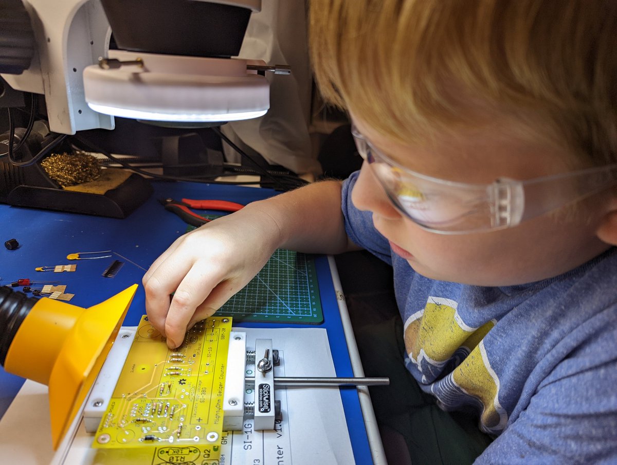 k5em's tweet photo. On to the capacitors. We skipped the slide switch for now since it will interfere with holding the board with our @Stickvise https://t.co/jyJ7cjh0AO