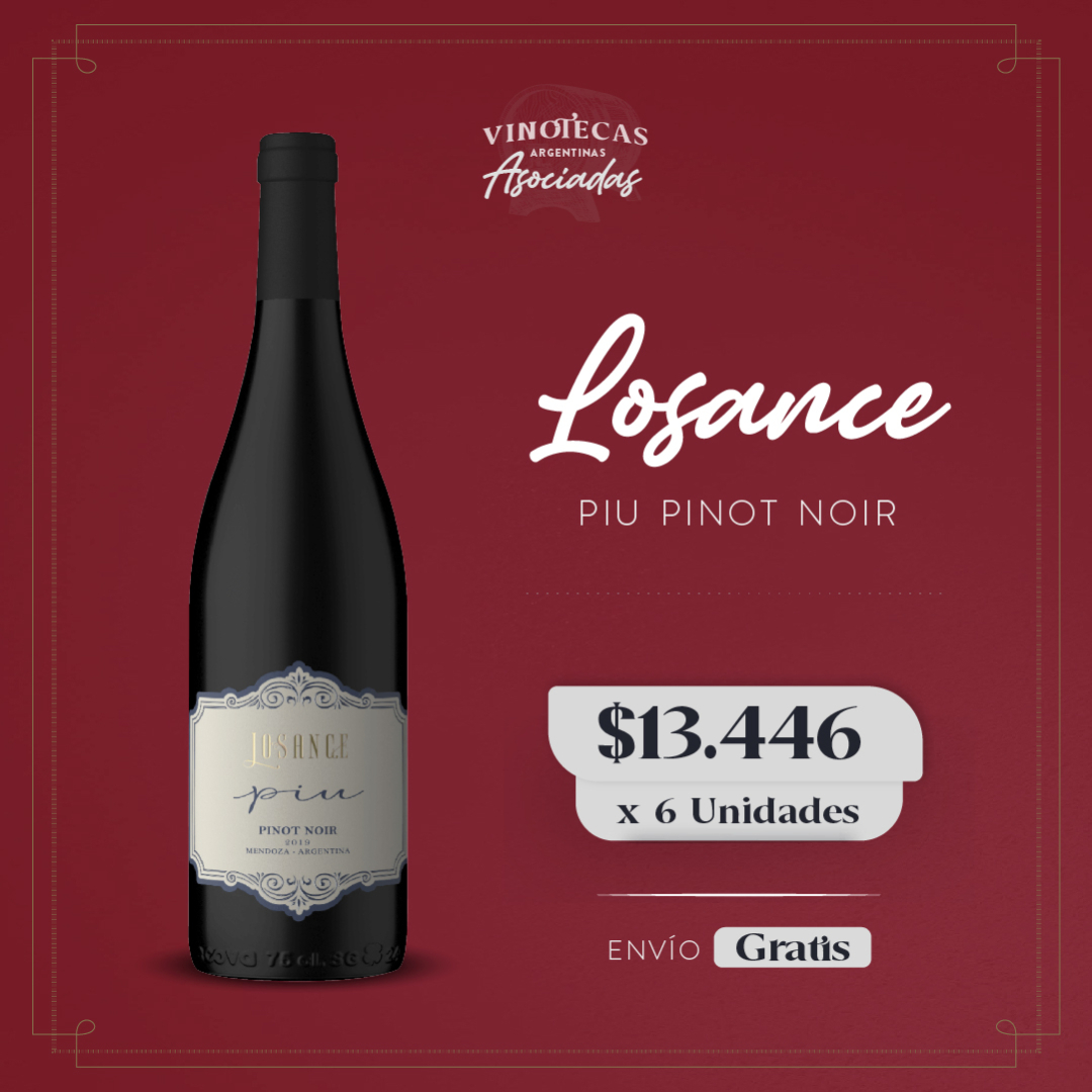 Losance Piu Pinot Noir ✨

Vino color rojo rubí de mediana intensidad. Aromas a fruta roja fresca como cereza y grosella. En boca, suave y redondo, muestra equilibrio y elegancia. 🍷

Encontralo en ¡nuestro catálogo!
Hacemos envíos a todo el país ✈️