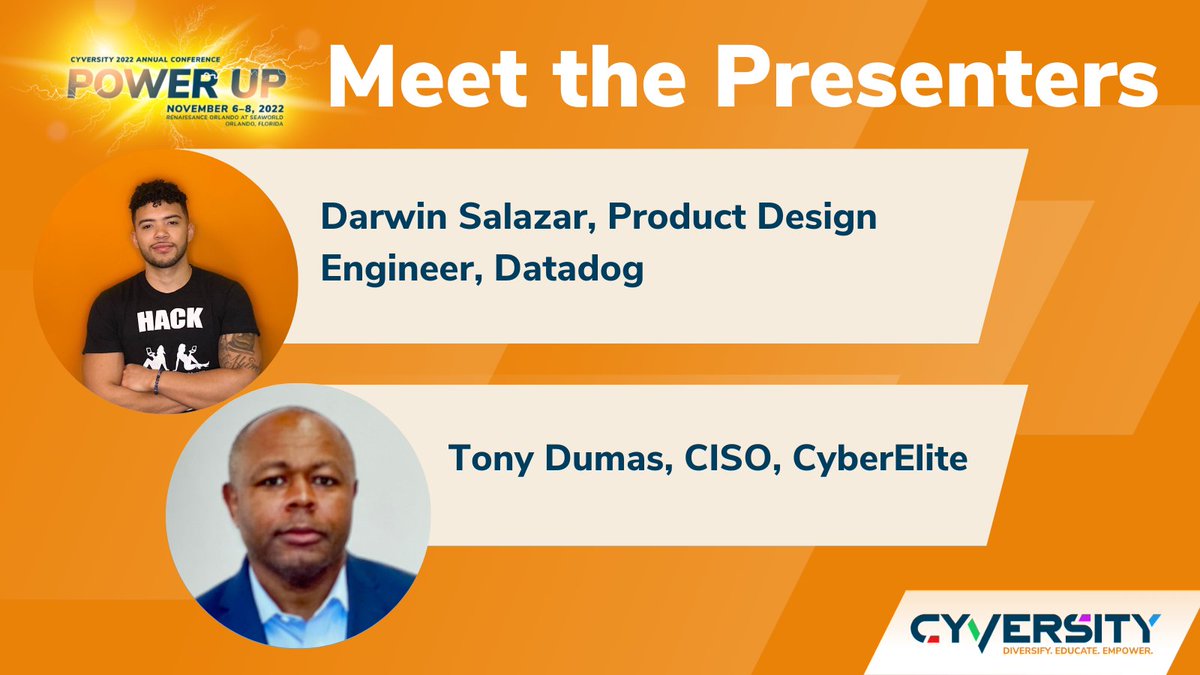 OneCyversity's tweet photo. Meet the Presenters! Check out the Conference agenda to learn about the presenters and their sessions and get excited for the Power Up Conference! Learn more and register: https://t.co/03YB1zqxuZ #PowerUp22 #Cyversity #Cybersecurity #Security https://t.co/alnzrNBcrZ