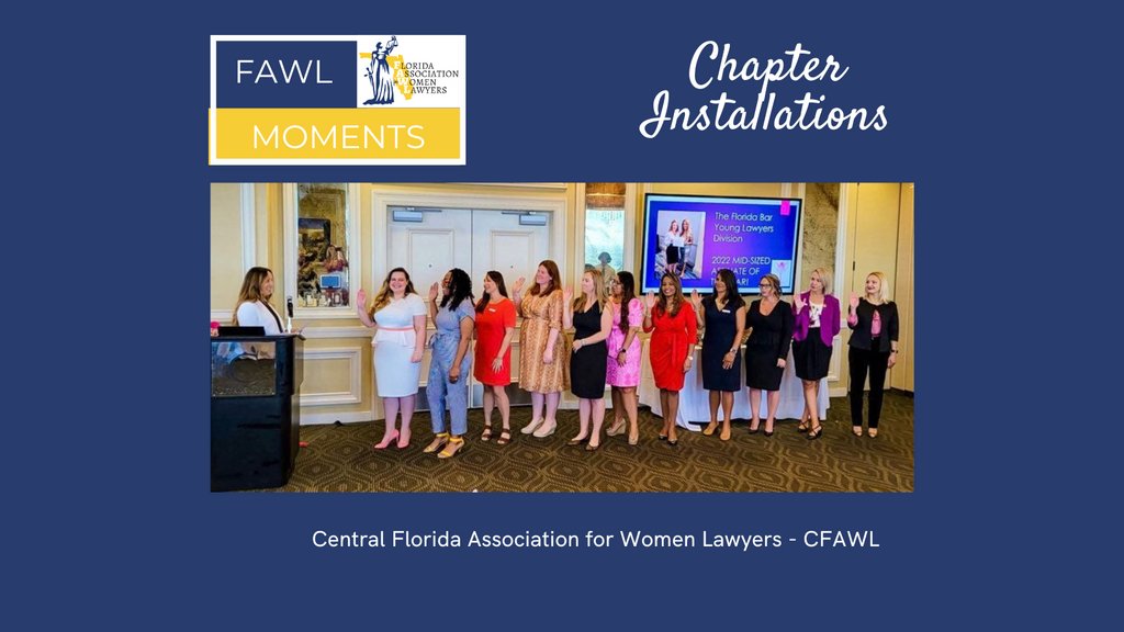 FAWL_FAWL's tweet photo. Join us in celebrating these FAWL MOMENTS!! 💙  Congratulations to those elected to serve their chapters for the 2022-2023 year! 💛💙
Featured:  Central Florida Association for Women Lawyers - CFAWL 
#FAWL #CFAWL #FollowFAWL https://t.co/WpdQh9kgEH