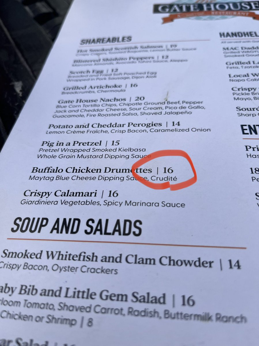 Eli Savit (@elinsavit) on Twitter photo Our Chief Assistant Prosecutor, <a href="/VBH4Justice/">Victoria Burton-Harris</a> and I are up at Mackinac Island for the statewide prosecutors’ conference.
And look what we found at lunch! The Dr. Oz chicken wings—sorry, “drumettes”—special! Our Chief Assistant Prosecutor, <a href="/VBH4Justice/">Victoria Burton-Harris</a> and I are up at Mackinac Island for the statewide prosecutors’ conference.
And look what we found at lunch! The Dr. Oz chicken wings—sorry, “drumettes”—special!