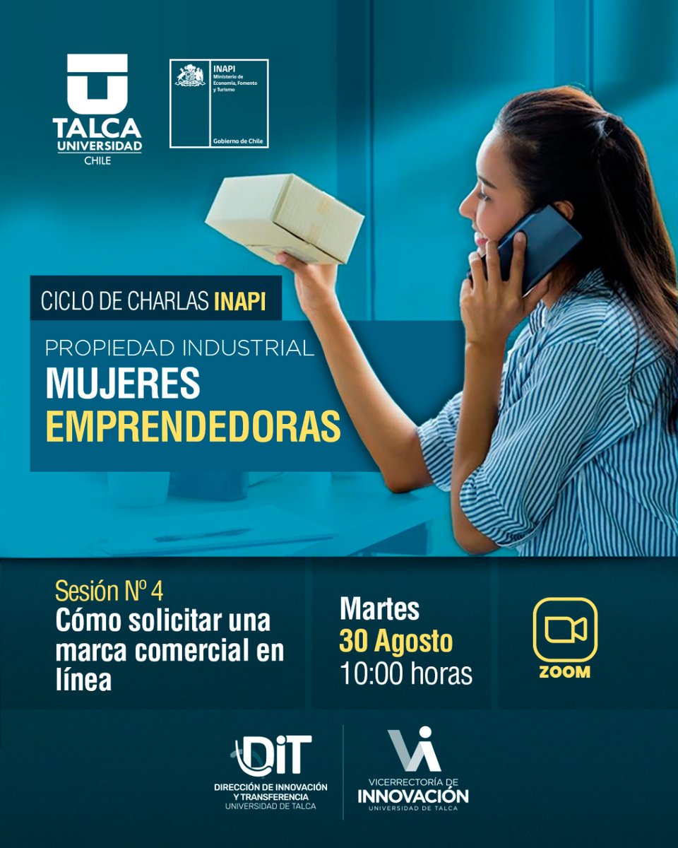 📲 Conéctate | Este martes 30 de agosto a las 10:00 Hrs vía Zoom al Ciclo de Charlas de INAPI "Propiedad Industrial, Mujeres Emprendedoras"

Conexión ⤵️
mtr.bio/innova-en-tu-r…

#propiedadintelectual #mujeresemprendedoras #charlasonline