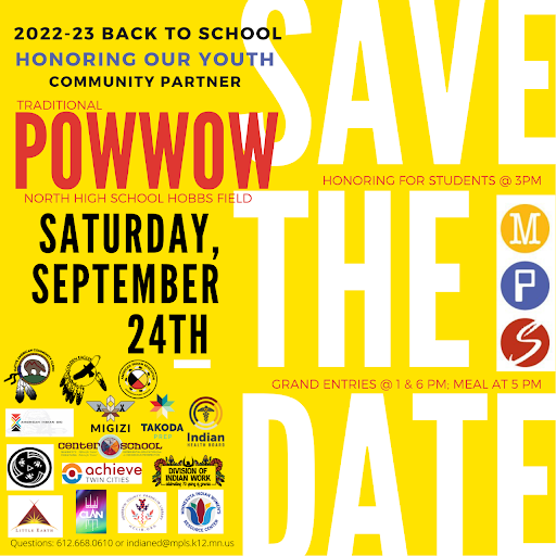 MPS American Indian Education is hosting a back-to-school pow wow at North High on Saturday, Sept. 24. 

Join us in honoring our Native families!