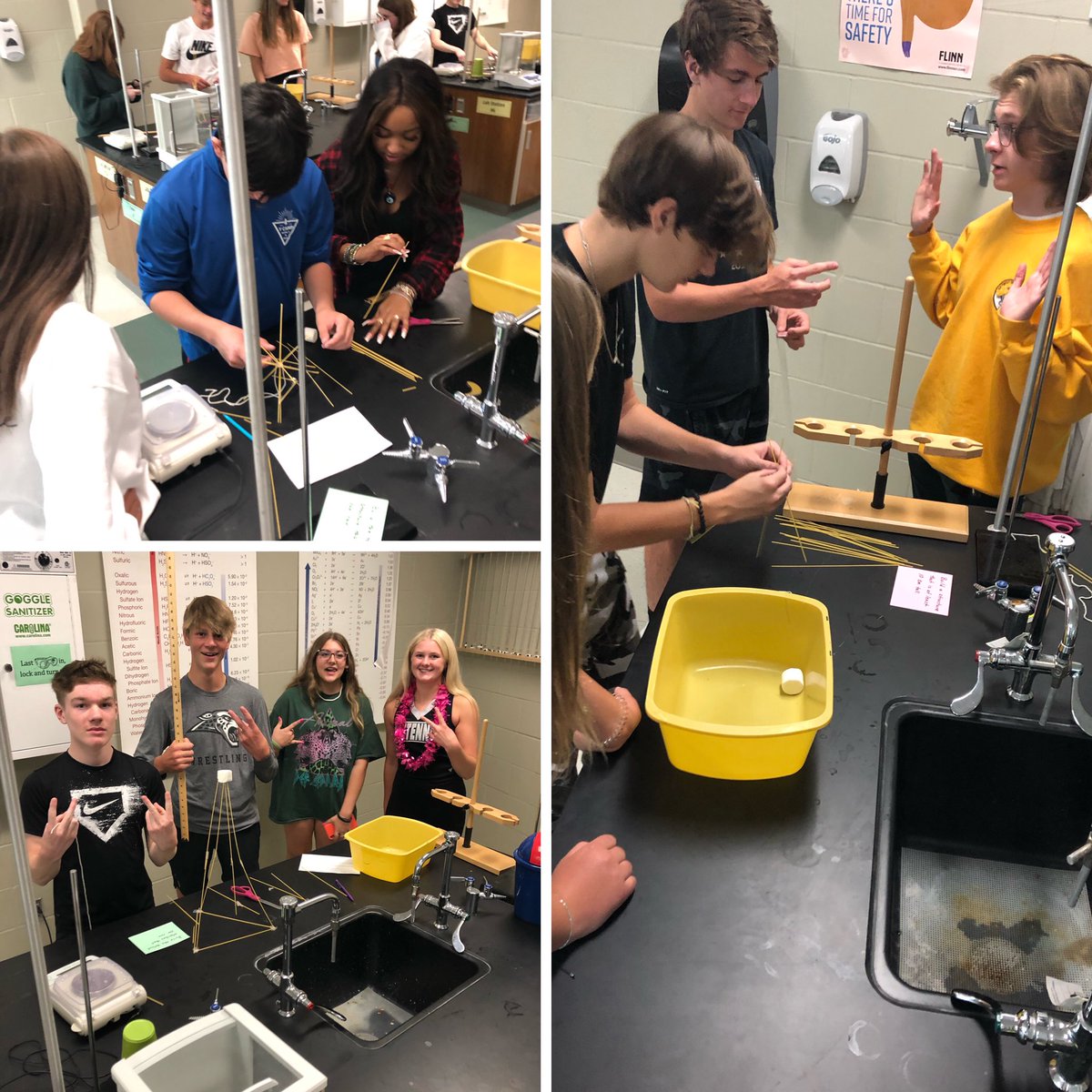 heyclassroom's tweet photo. Enriched Chem students collaborate to build marshmallow towers. Great thinking! #GrowthMindset https://t.co/zY71zzoXxi