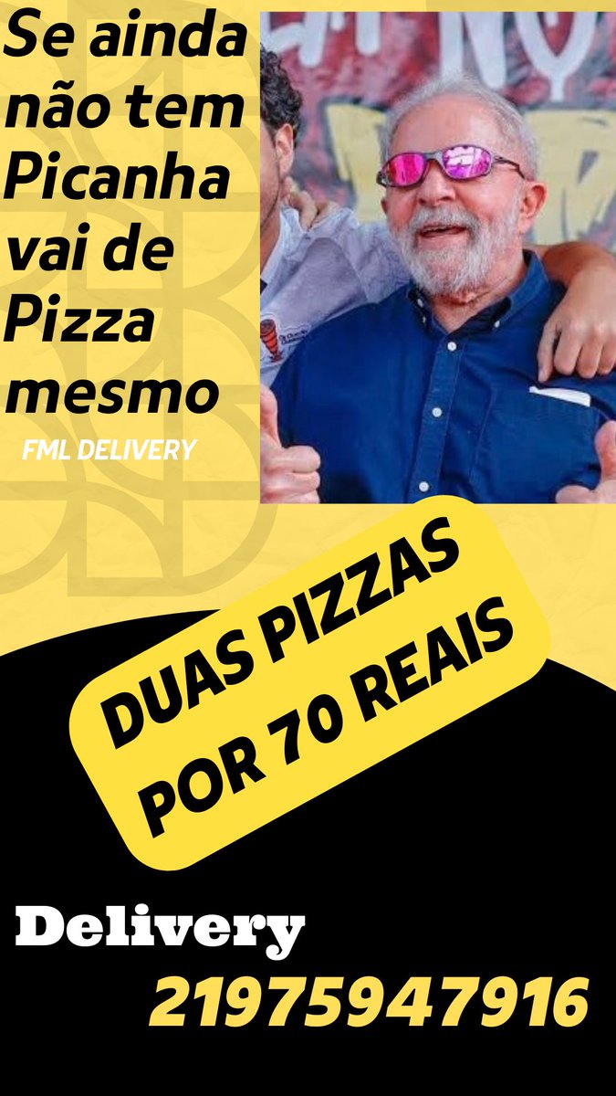 DeliveryFml's tweet photo. Brincadeiras a parte hoje temos duas pizzas por apenas 70 reais chame no 975947916 e saiba + . https://t.co/UIL3RdWM4v