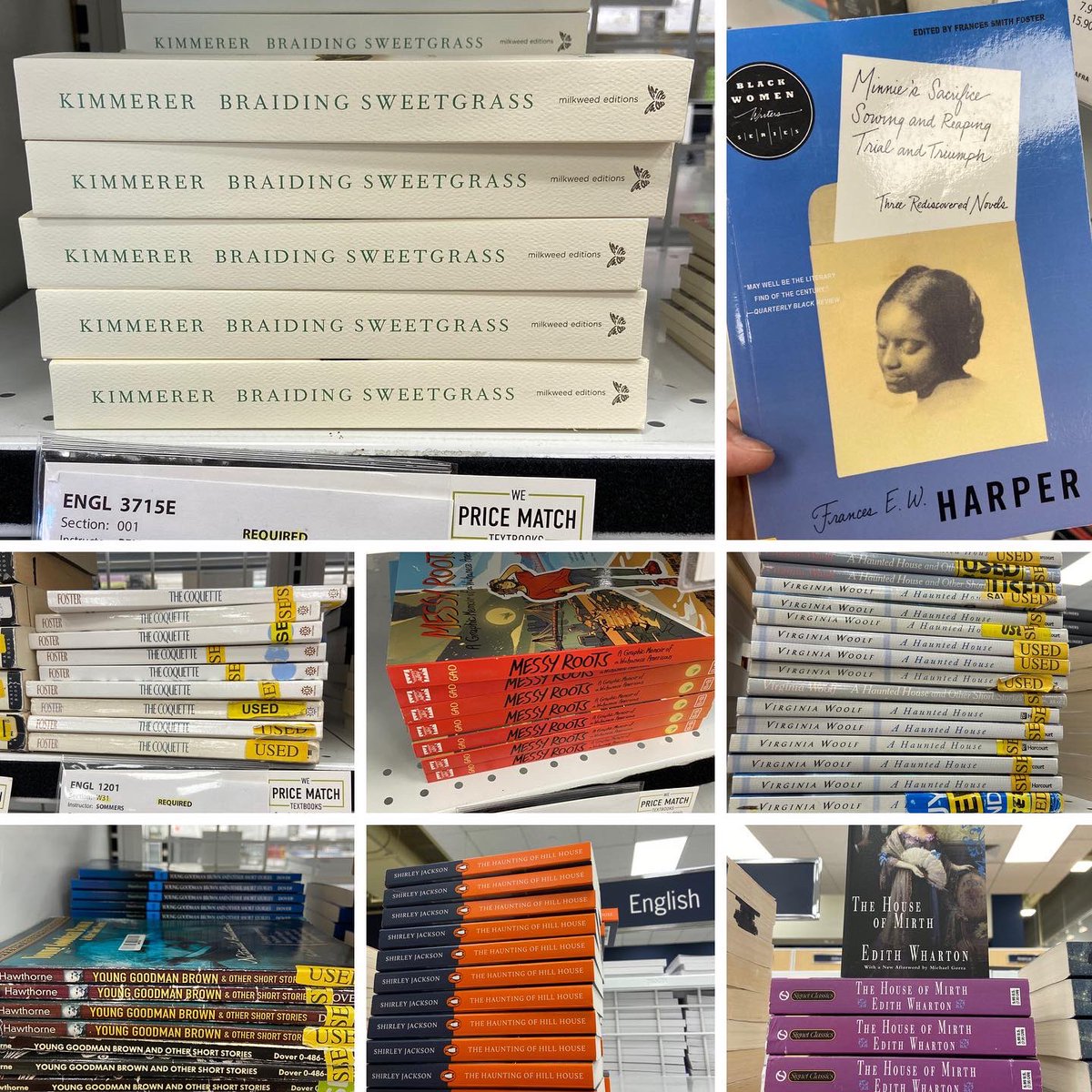 BookCougars's tweet photo. We both enjoy browsing textbook aisles at campus bookstores. Chris was on a solo #biblioadventure yesterday and had a fun browse at the @UConnBookstore (although that water chemistry textbook was intimidating) 💦 

#textbookseason https://t.co/UvnegXbyBF