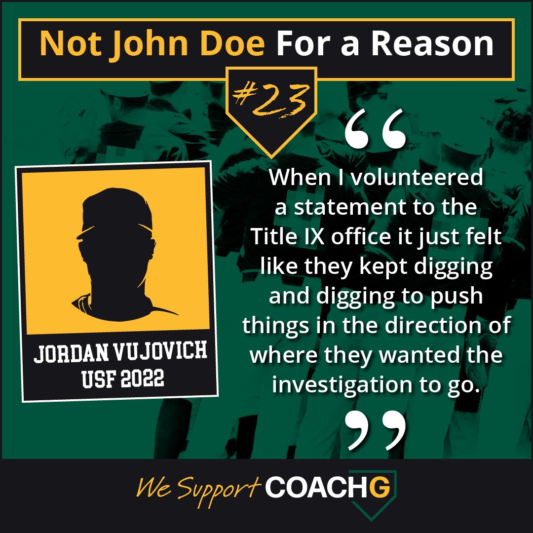 WeSupportCoachG's tweet photo. “It was a joke” say players who volunteered to be a part of the investigation.  It’s sad to know that the 2022 team didn’t feel like they had a voice at all. What do you think…Does an institution like @usfca owe their students a better sense of due process? https://t.co/PffZE8E6S5