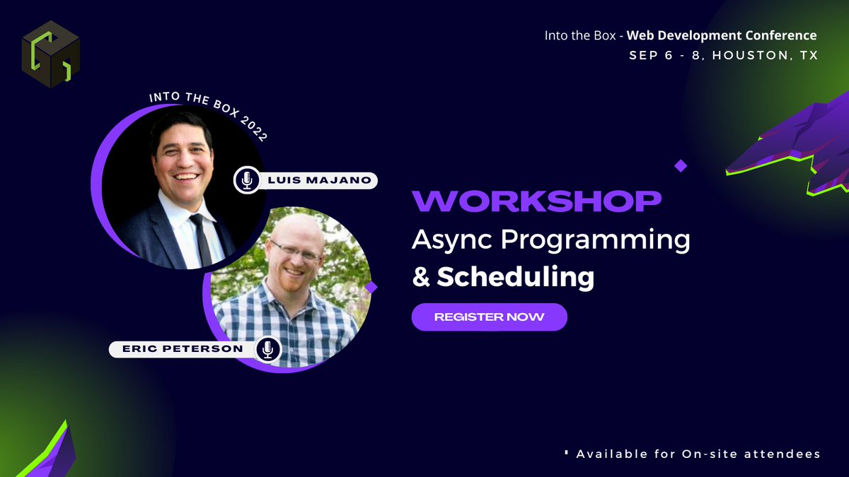Join <a href="/lmajano/">Luis Majano</a> and <a href="/_elpete/">Eric Peterson</a> as they explore Async Programming and Scheduling with #coldbox at their one-day #intothebox workshop - Register at 

#CFML #ColdFusion #webdeveloper #webdevelopment #developers bit.ly/3Kha9nz