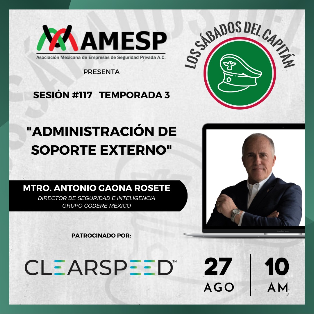 AMESP_oficial's tweet photo. Te invitamos a que realices tu registro para la sesión 117 de los #SábadosDelCapitán 3er temporada en la siguiente liga:
https://t.co/1MYOk1HCUy
Con la ponencia del Mtro. Antonio Gaona Rosete y el tema "ADMINISTRACIÓN DE SOPORTE EXTERNO"
Sesión patrocinada por #ClearSpeed https://t.co/1J4OgR4kEK