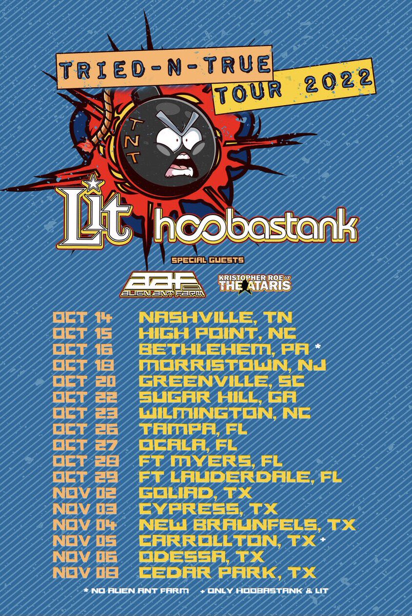 I’ll be out on tour in October / November playing some solo acoustic dates as direct suport for Lit, Hoobastank and Alien Ant Farm! Tickets are now on sale! Hope to see you at the shows! @LitBandOfficial @AlienAntFarm_ @Hoobastank #TheAtaris #Hoobastank #Lit #AlienAntFarm
