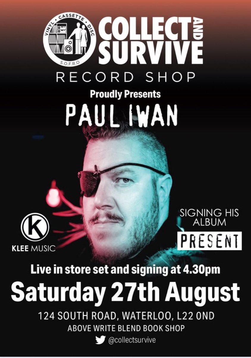 A special live event tomorrow from 4:30 <a href="/CollectSurvive/">Collect & Survive Record Shop, Liverpool, UK</a>.
<a href="/pauliwan79/">Paul Iwan</a> playing live. Free admission.
Come support a local talent and maybe pick up a couple of vinyl goodies while your there.