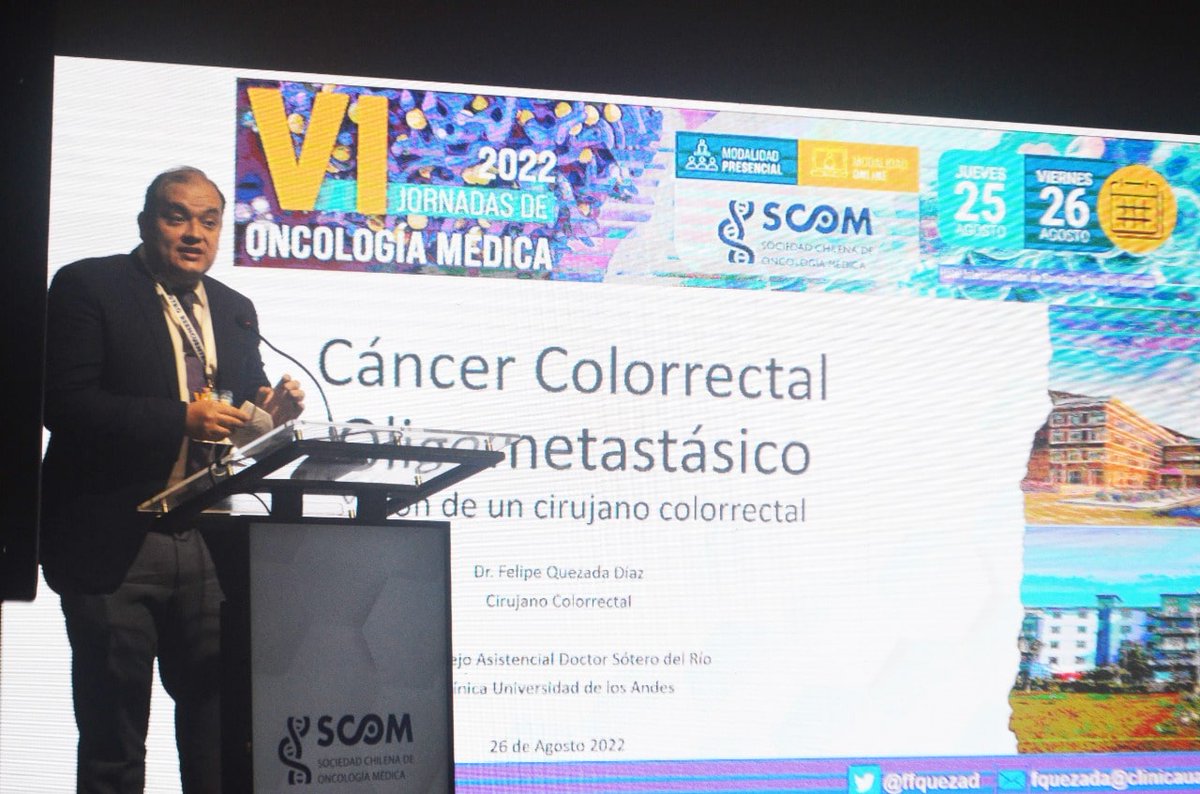 El Dr. Felipe Quezada, se refiere al cáncer colorrectal oligometastásico, en la Sesión Manejo de enfermedad oligometastásica, en las #JornadasSCOM2022.

#SCOM #Cáncer #Oncología #OncologíaMédica #CáncerColorrectal #Oligometástasis
