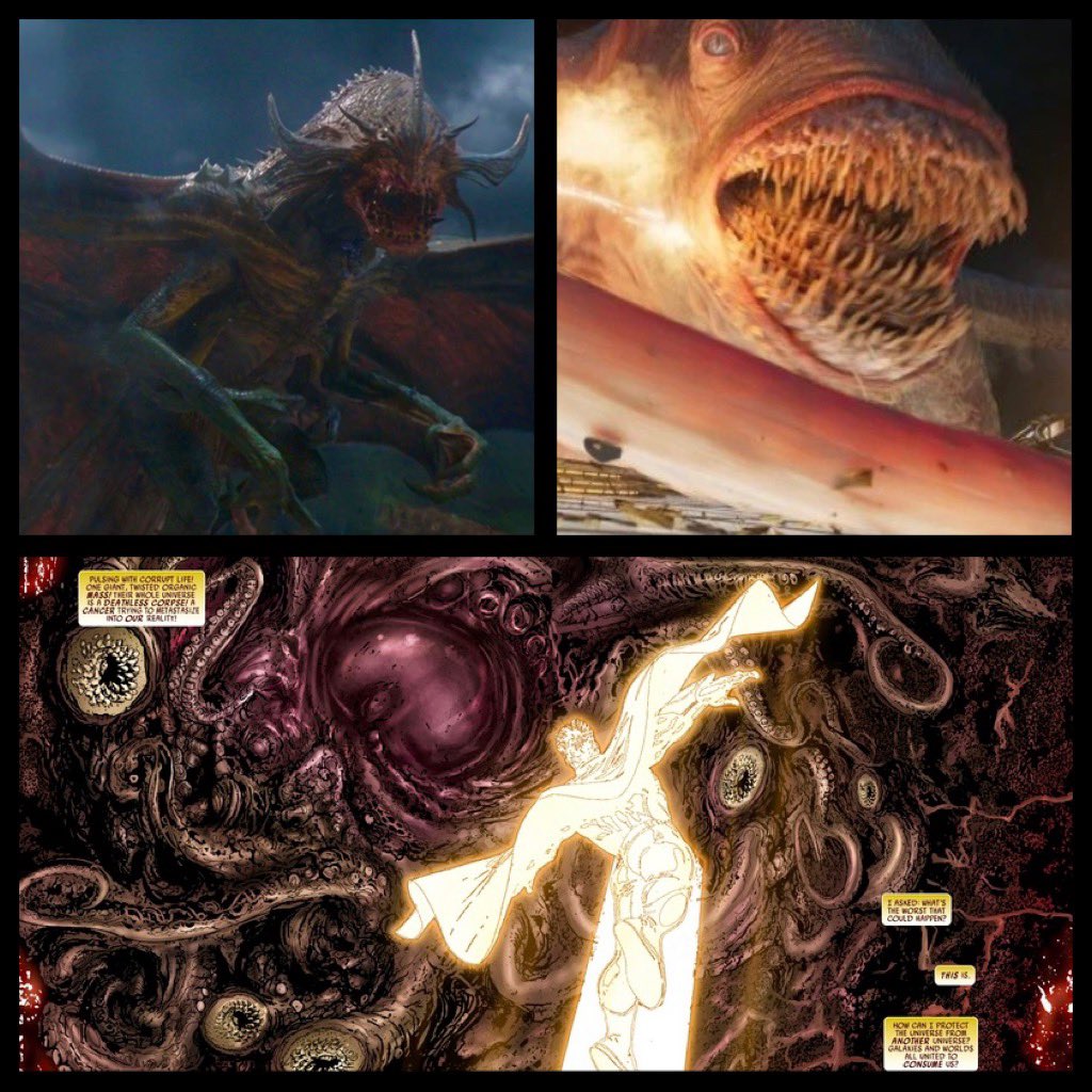 dano_cosmic's tweet photo. I still wonder if we’ll see the #Cancerverse in #GotGVol3 or another #MCU project. Given the #DwellerinDarkness was described as extra-dimensional and the #Abilisk from #GotGVol2 as multi-dimensional, maybe that’s where they originated?
✨
#ShangChi #MarvelCosmic
✨
1 of 2 https://t.co/zd7Hx3aLJ8