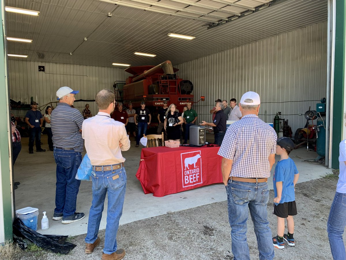 BeefFarmersON's tweet photo. The 2022 #CowCalfManagementTour is underway happening in Simcoe County! Kicking off at Doug and Cal Shelswell’s, a @VBPCanada cow-calf operation that finish their own calves for the @ONCornFedBeef Program. #onbeef #ontag https://t.co/720yEj6yCr