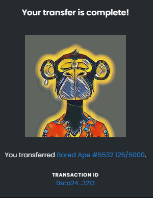 FreemeMark's tweet photo. @MmfBaby @SafariWorld_SWT @albergo2010 @MADCryptoChad1 @BabyCryptoNanas @BabyDogesking Congrats your Ape is sent! https://t.co/EXdbCBMk2n