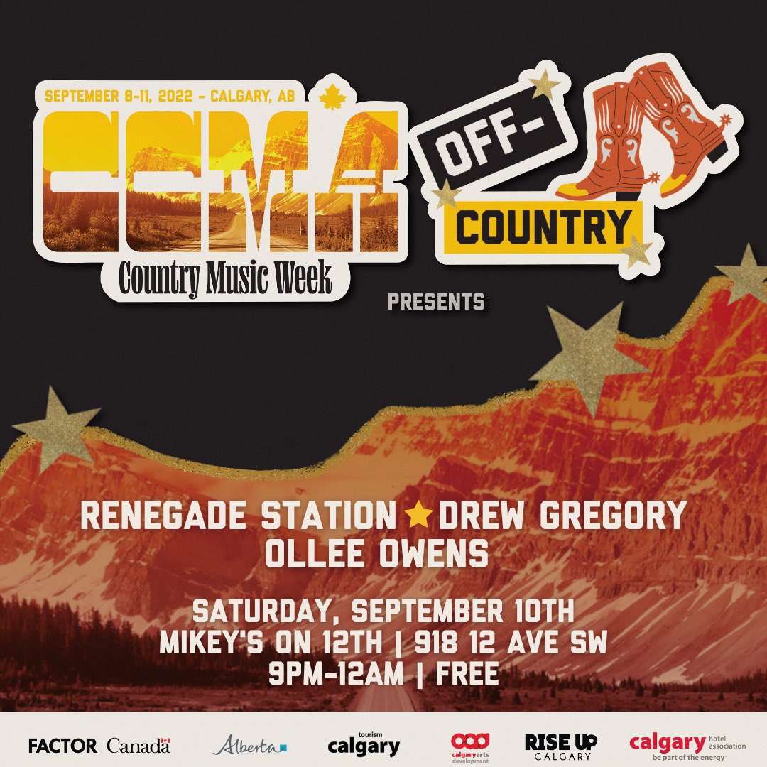 So excited about this show at the CCMA Off-Country Music Festival! alongside <a href="/drewgregory_/">Drew Gregory</a> Gregory &amp; Ollee Owens at Mickey’s on 12th. Free show so come out!
thanks to the <a href="/CCMAofficial/">CCMA</a>, <a href="/YYC_Hotel_Assoc/">Calgary Hotel Assoc</a>, <a href="/riseupcalgary/">RISE UP Calgary</a>, &amp; <a href="/CalgaryArtsDev/">Calgary Arts Development</a> 
#countryonthefringes #ccmaoffcountry